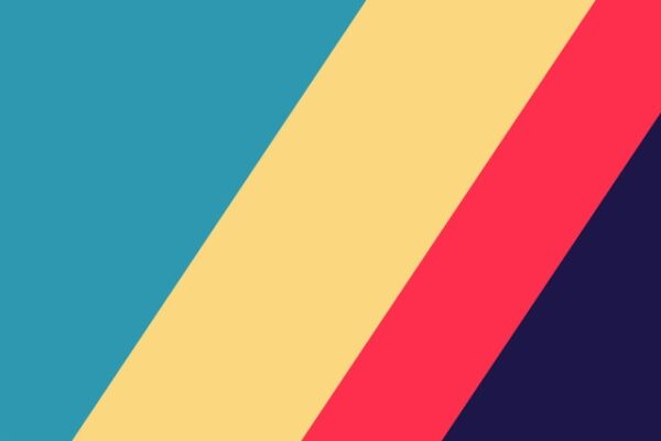 Schräge Streifen von blau, gelb, rot und dunkelblau